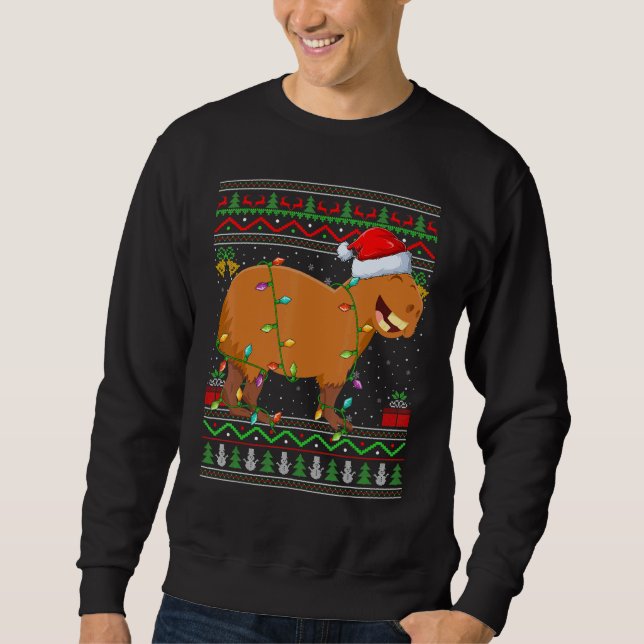 Xmas Lights Ugly Sweater Style Santa Capybara Chri Sweatshirt (Vorderseite)