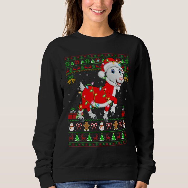 Xmas Lights Ugly Sweater Style Santa Goat Christma Sweatshirt (Vorderseite)