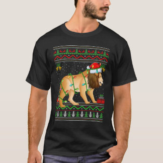 Xmas Lights Ugly Sweater Style Santa Mountain Lion T-Shirt