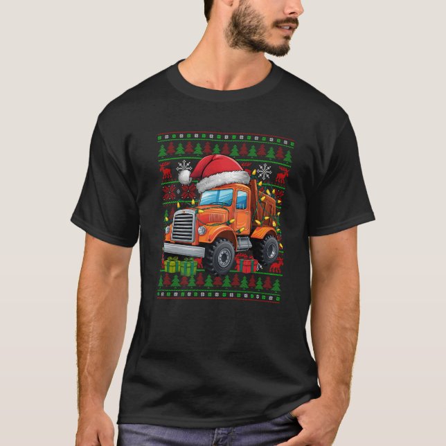 Xmas Lights Ugly Weihnachtsmannmütze Construction  T-Shirt (Vorderseite)
