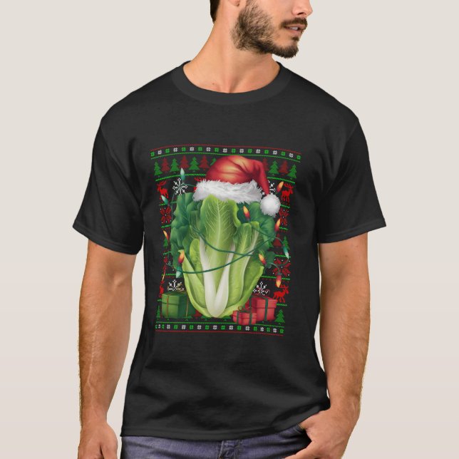 Xmas Lights Ugly Weihnachtsmannmütze Gemüsegatlet  T-Shirt (Vorderseite)