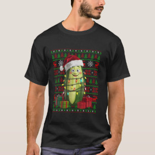 Xmas Lights Ugly Weihnachtsmannmütze Gemüsegurken T-Shirt