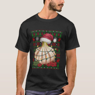 Xmas Lights Ugly Weihnachtsmannmütze Gemüses Knobl T-Shirt