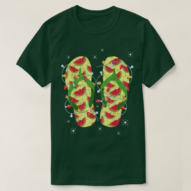 Xmas Lights Watermelon Flip Flops Tropical Christm T-Shirt (Design vorne)