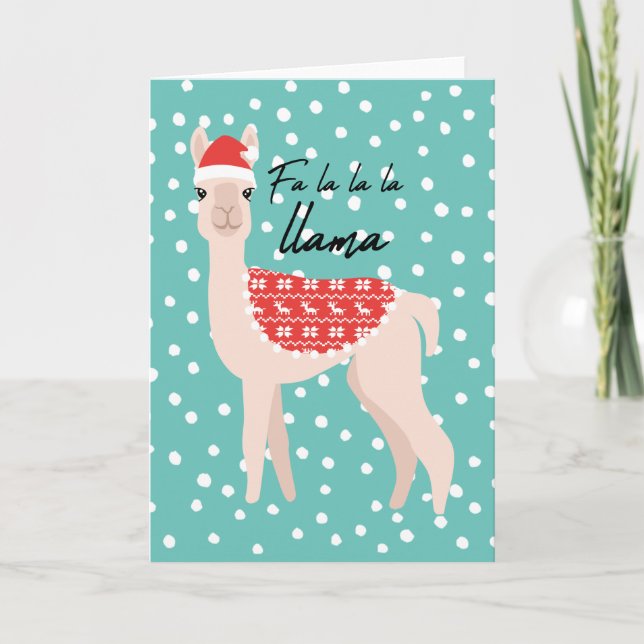 Xmas Llama Niedliche Weihnachtsgrußkarte Feiertagskarte (Vorderseite)