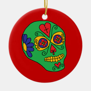 Xmas Lucha Libre Sugar Skull Keramikornament