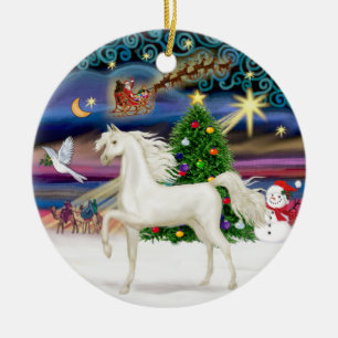 Xmas Magaic - Arabisches Pferd (weiß) Keramikornament
