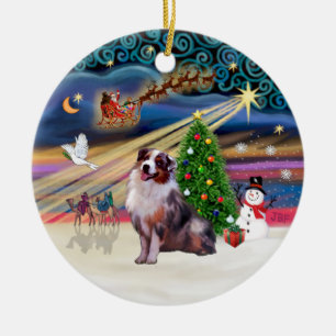 Xmas Magic - Aussie Shepherd 1 (nur) Keramik Ornament