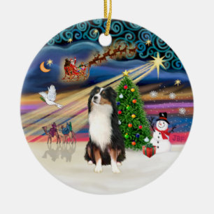 Xmas Magic - Aussie Shepherd (dreifarbig) Keramikornament