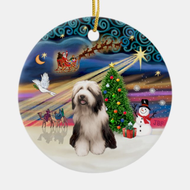 Xmas Magic - Barted Collie (P) Keramikornament (Vorne)