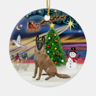 Xmas Magic-Belgisch Malinois 1r Keramikornament