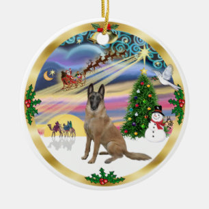 Xmas Magic-Belgium Malinois1r Keramik Ornament