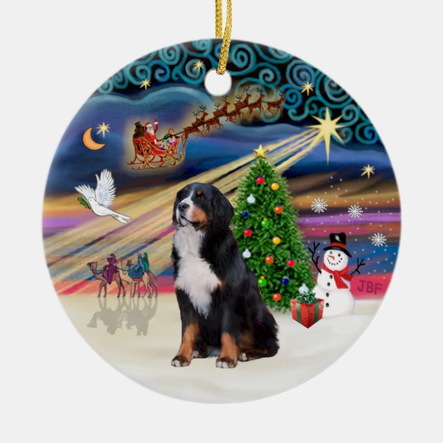 Xmas Magic - Bernese Mountain Dog 2 Keramik Ornament (Vorne)