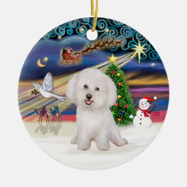 Xmas Magic - Bichon Frise #7 Keramik Ornament (Vorne)