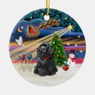 Xmas Magic - Black Cocker Spaniel Keramik Ornament