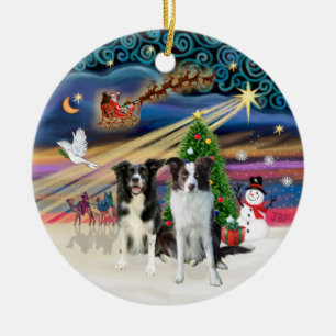 Xmas Magic - Border Colliese (Zwei-B-Brn) Keramik Ornament