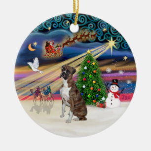 Xmas Magic - Boxer (Gestreift-natürlich) Keramikornament