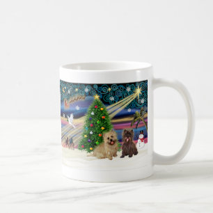 Xmas Magic-Cairn Paar-weizen+brandfleckig Tasse