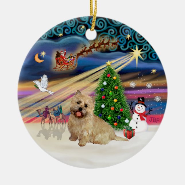 Xmas Magic - Cairn Terrier (Weiß 13) Keramik Ornament (Vorne)