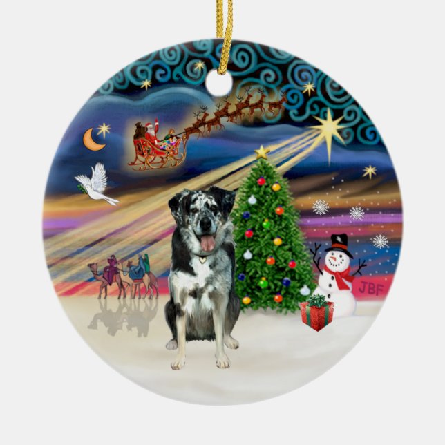Xmas Magic - Catahoula Leopard Dog Keramik Ornament (Vorne)