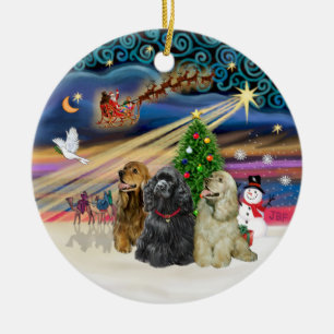 Xmas Magic - Cocker-Spaniels (drei) Keramik Ornament