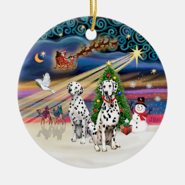 Xmas Magic - Dalmatiner (zwei) Keramik Ornament (Vorne)