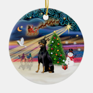 Xmas Magic - Doberman (schwarz) Keramik Ornament