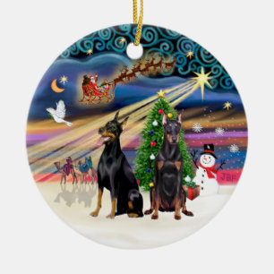 Xmas Magic - Dobermänner (zwei) Keramik Ornament