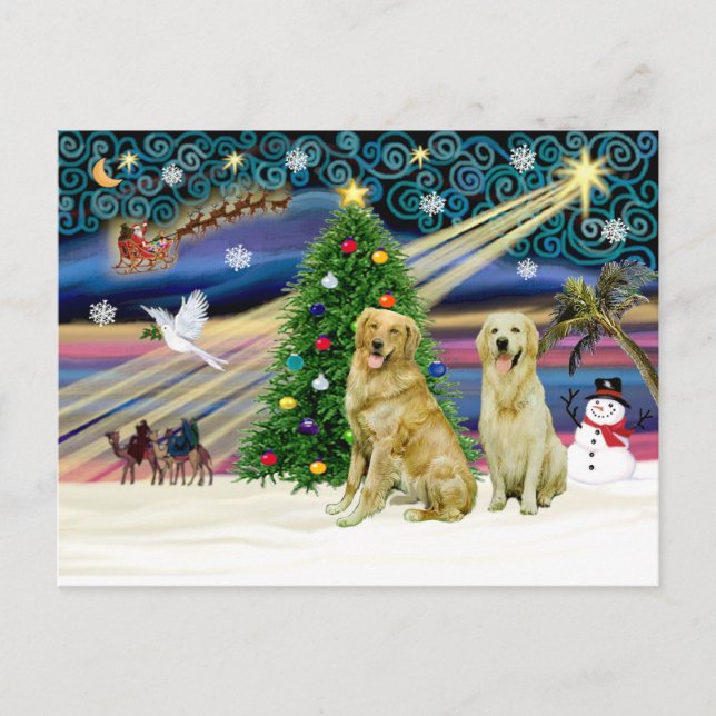 Xmas Magic-Golden-Pair Feiertagspostkarte (Vorderseite)