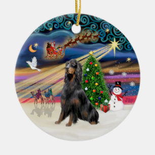 Xmas Magic - Gordon Setter Keramik Ornament