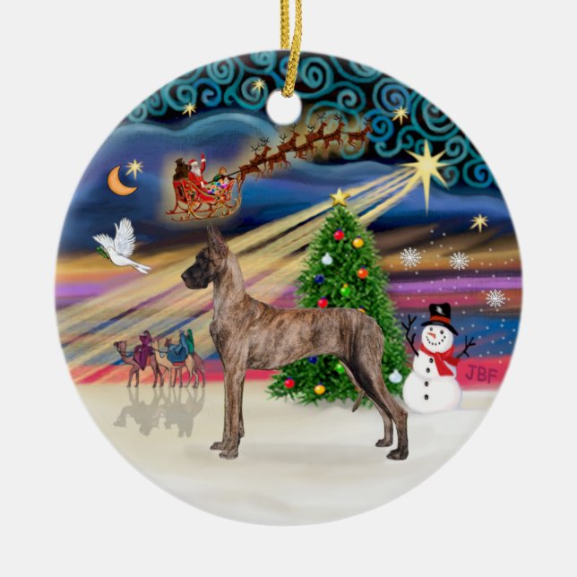 Xmas Magic - Great Dane (Blinkerstand) Keramikornament (Vorne)