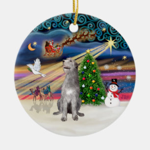 Xmas Magic - Irischer Wolfshund Keramik Ornament