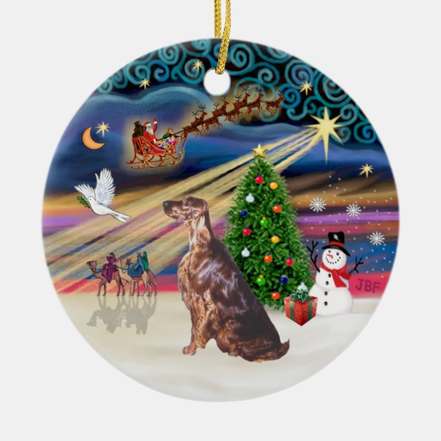 Xmas Magic - Irish Setter Keramikornament (Vorne)