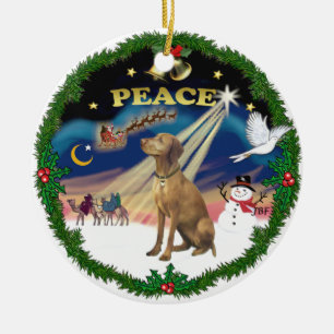 Xmas Magic (Kranz) - Vizsla #2 Keramikornament
