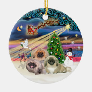 Xmas Magic - Pekingese (drei) Keramik Ornament