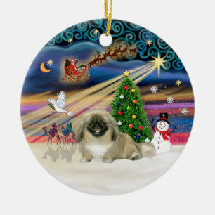 Xmas Magic - Pekingese (leichter Einweg) Keramikornament