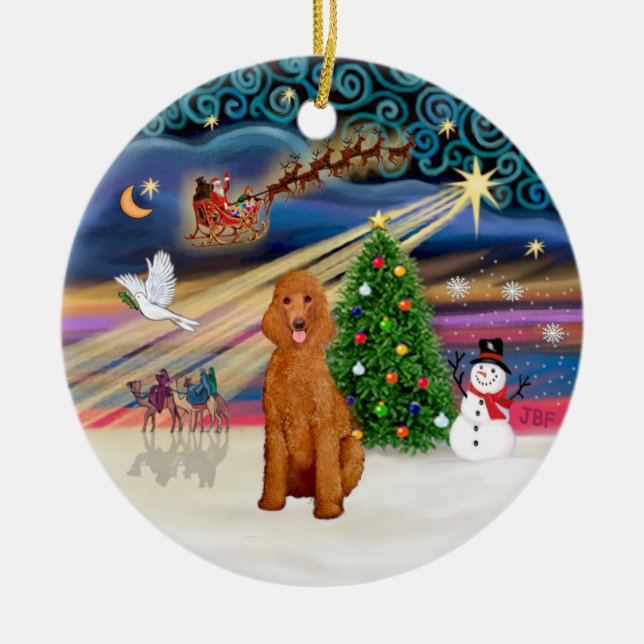 Xmas Magic - Poodle (Standard-Aprikose) Keramik Ornament (Vorne)