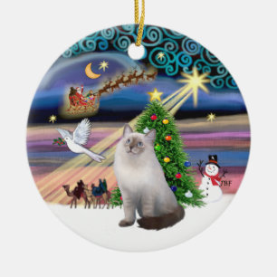 Xmas Magic - Ragdoll-Katze (blau creme) Keramik Ornament