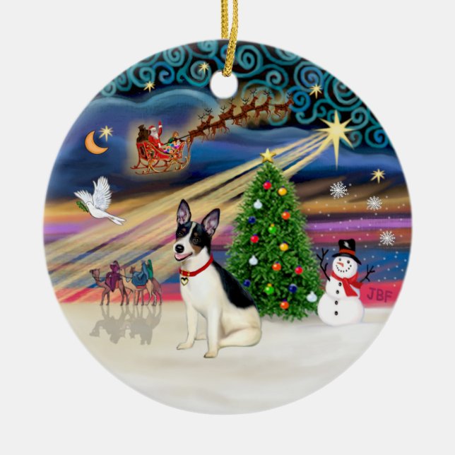 Xmas Magic - Rat Terrier Keramik Ornament (Vorne)