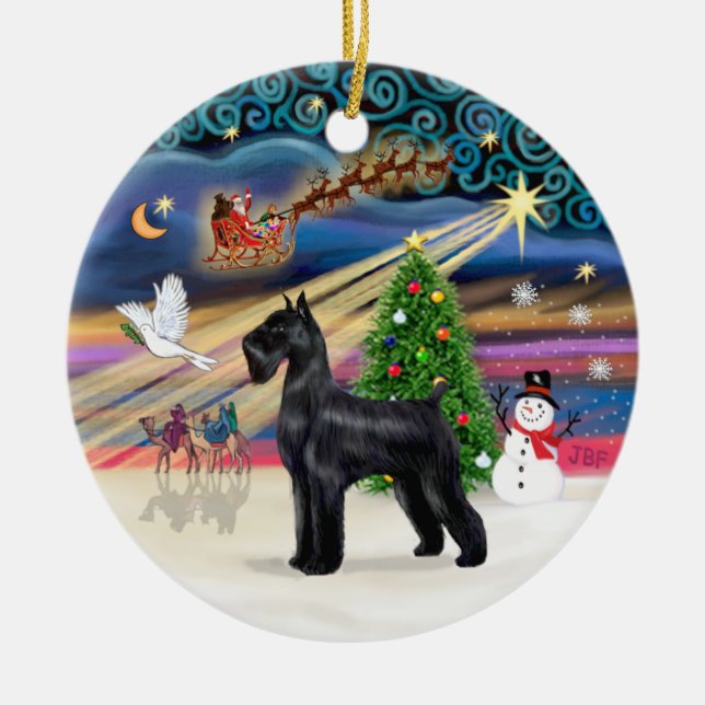 Xmas Magic - Riesenschnauzer (schwarz) Keramikornament (Vorne)