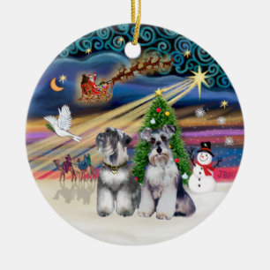 Xmas Magic - Schnauzer (Zwei) Keramik Ornament