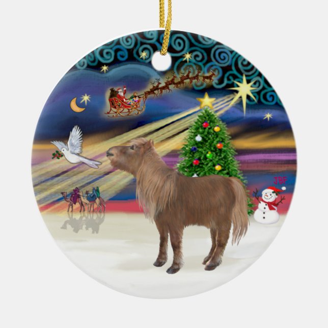 Xmas Magic - Shetlandpony Keramikornament (Vorne)