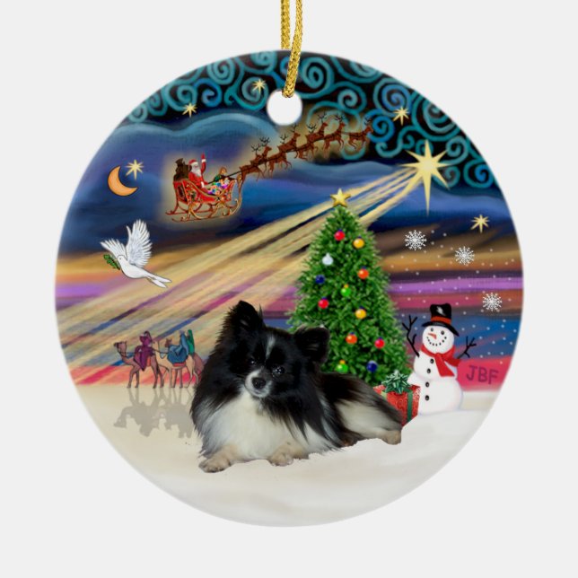 Xmas Magic - Spitz (schwarz-weiß) Keramikornament (Vorne)
