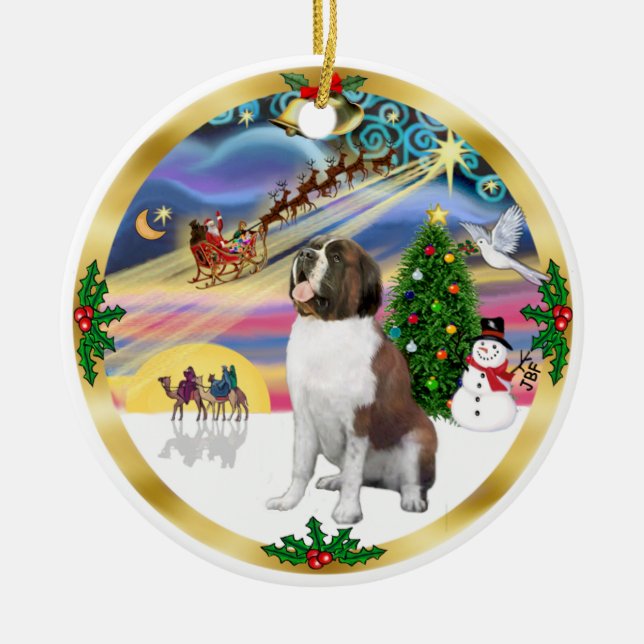 Xmas Magic - St. Bernard 1 Keramikornament (Vorne)