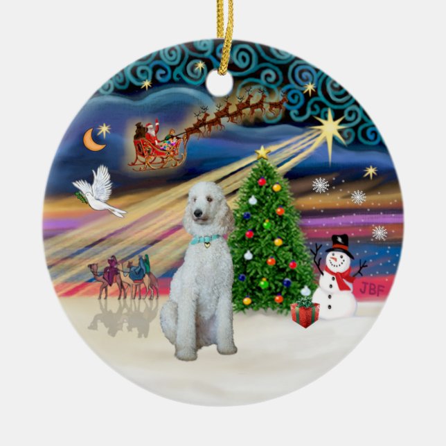 Xmas Magic - Standard Poodle (creme/weiß) Keramikornament (Vorne)