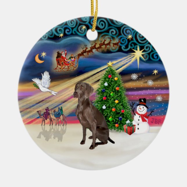 Xmas Magic - Weimaraner #A7 Keramikornament (Vorne)