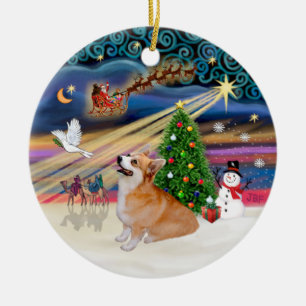 Xmas Magic - Welsh Corgi (Pembroke 7b) Keramikornament