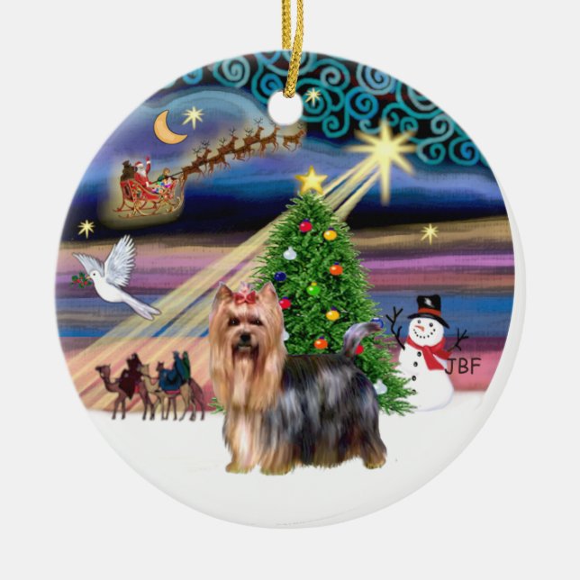 Xmas Magic - Yorkie 9 Keramik Ornament (Vorne)