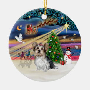 Xmas Magic - Yorkie (Biewer) Keramik Ornament
