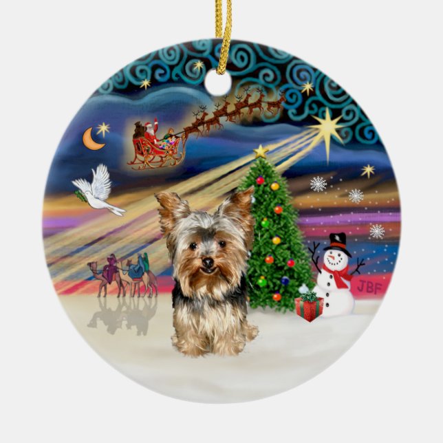 Xmas Magic - Yorkshire Terrier 17 Keramikornament (Vorne)